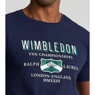 Polo Ralph Lauren - T-shirt Wimbledon imprimé en jersey de coton recyclé - Bleu