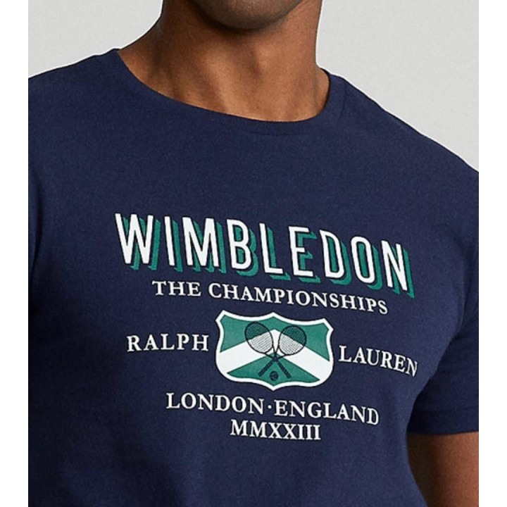 Polo Ralph Lauren - T-shirt Wimbledon imprimé en jersey de coton recyclé - Bleu